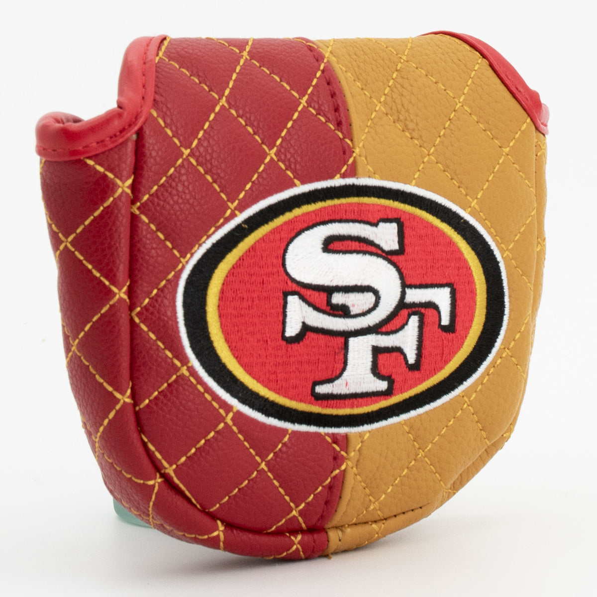 San Francisco 49ers Split Mallet Putter quilted headcover, angled view