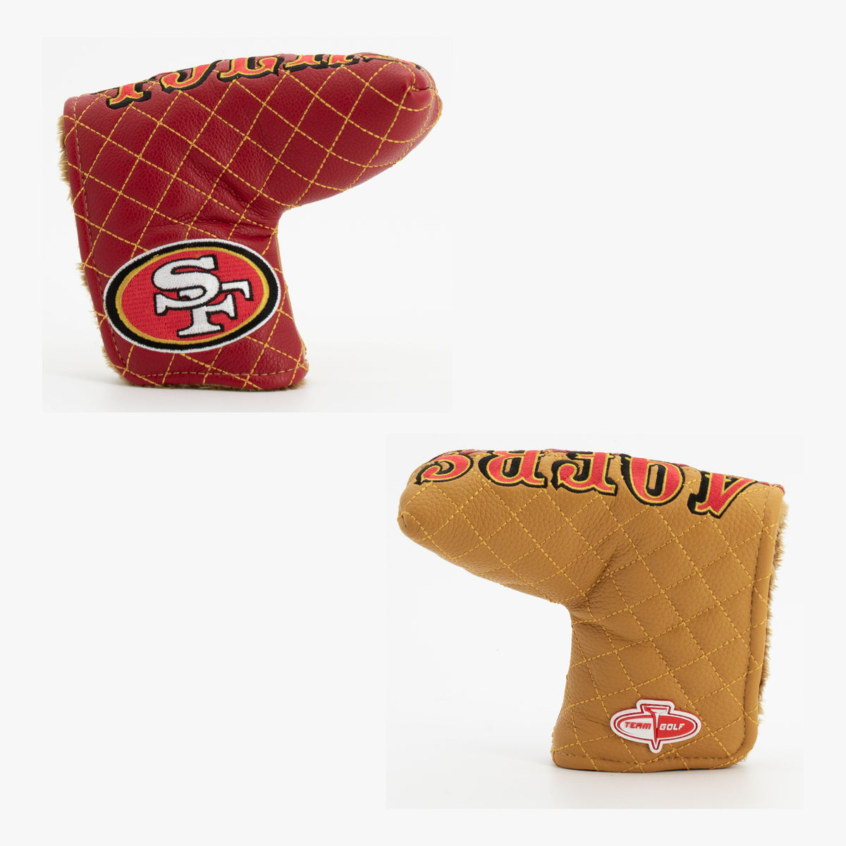 San Francisco 49ers Split Quilted Blade Putter Cover, front and back views