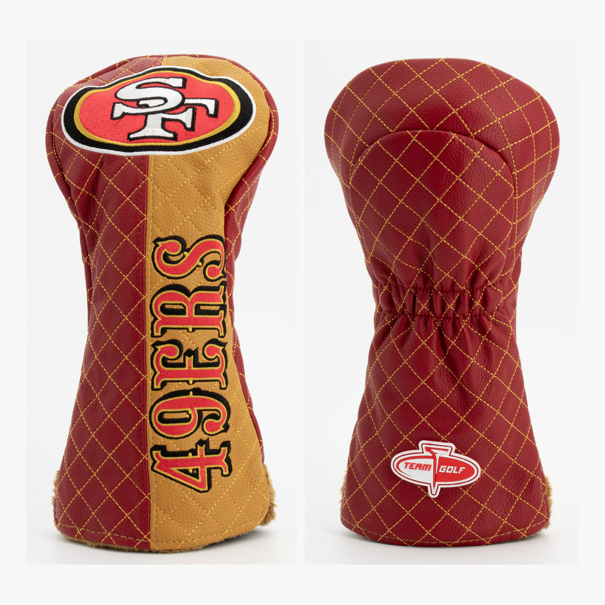 San Francisco 49ers Split Quilted Driver Headcover, front and back views
