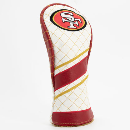 San Francisco 49ers Striped Fairway quilted headcover, angled view