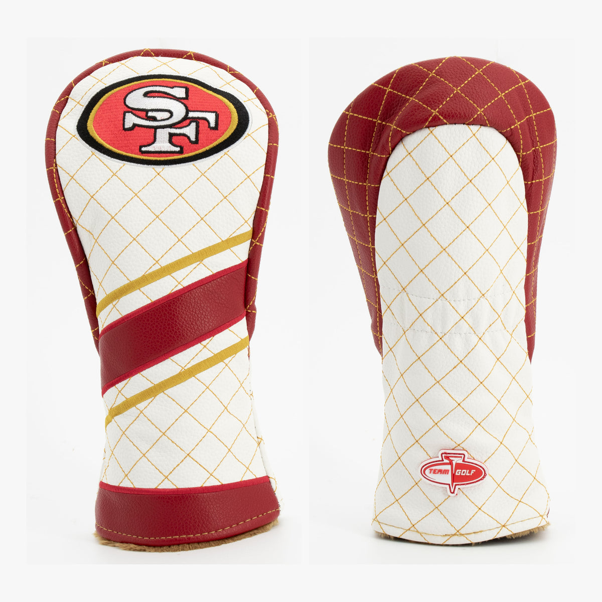 San Francisco 49ers Striped Quilted Fairway Headcover, front and back views