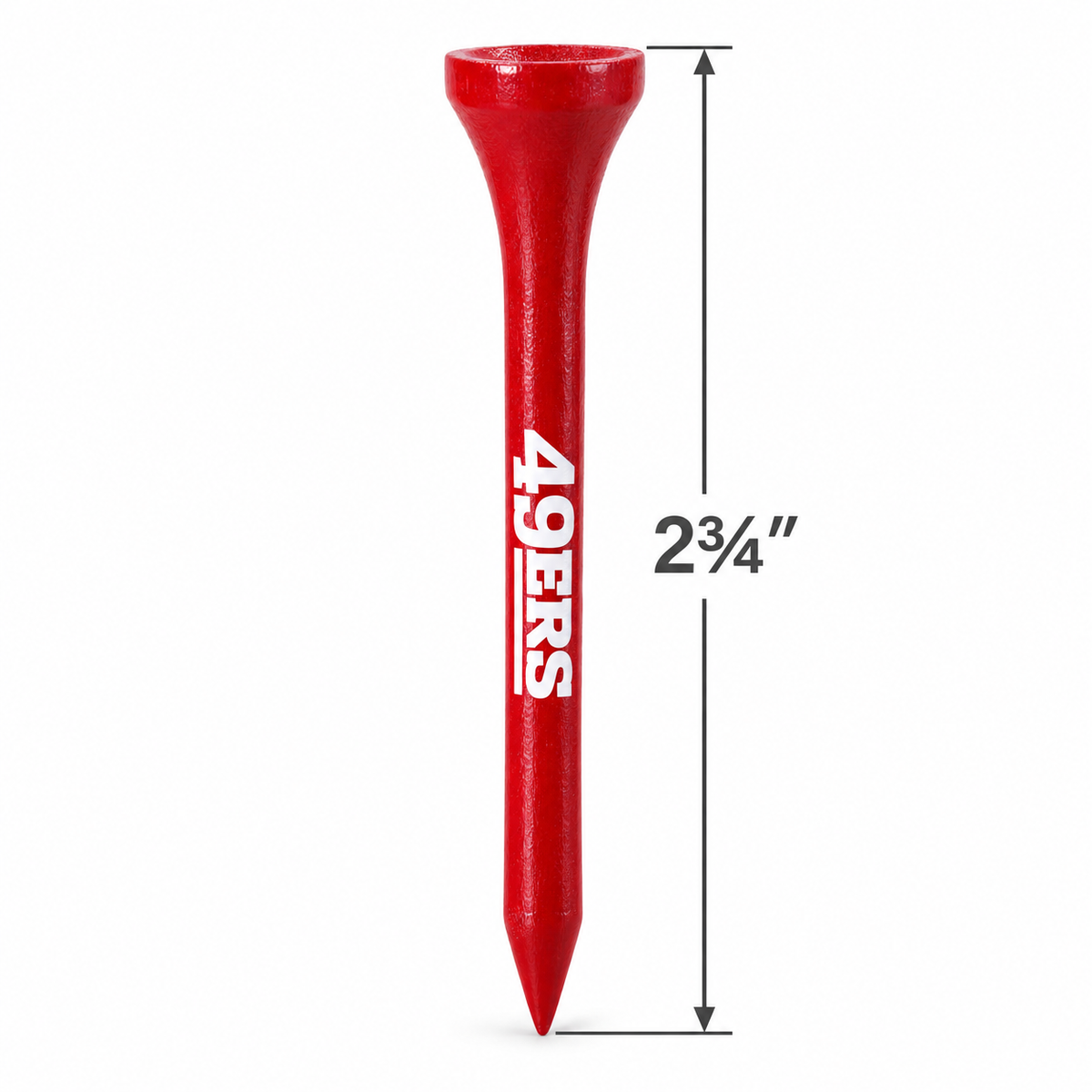 San Francisco 49ers golf tee with a 2¾-inch height measurement.
