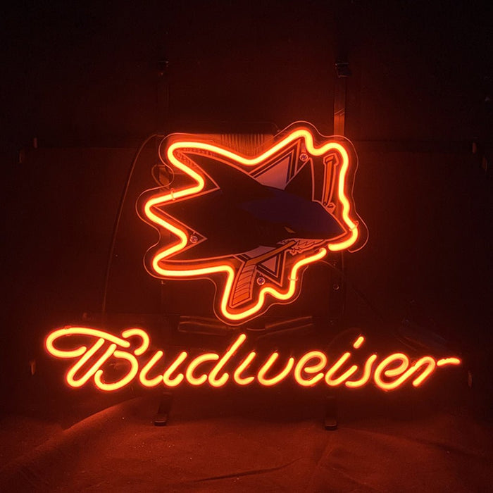 San Jose Sharks Ice Hockey and Budweiser Beer Neon Sign Light - Club Rehab
