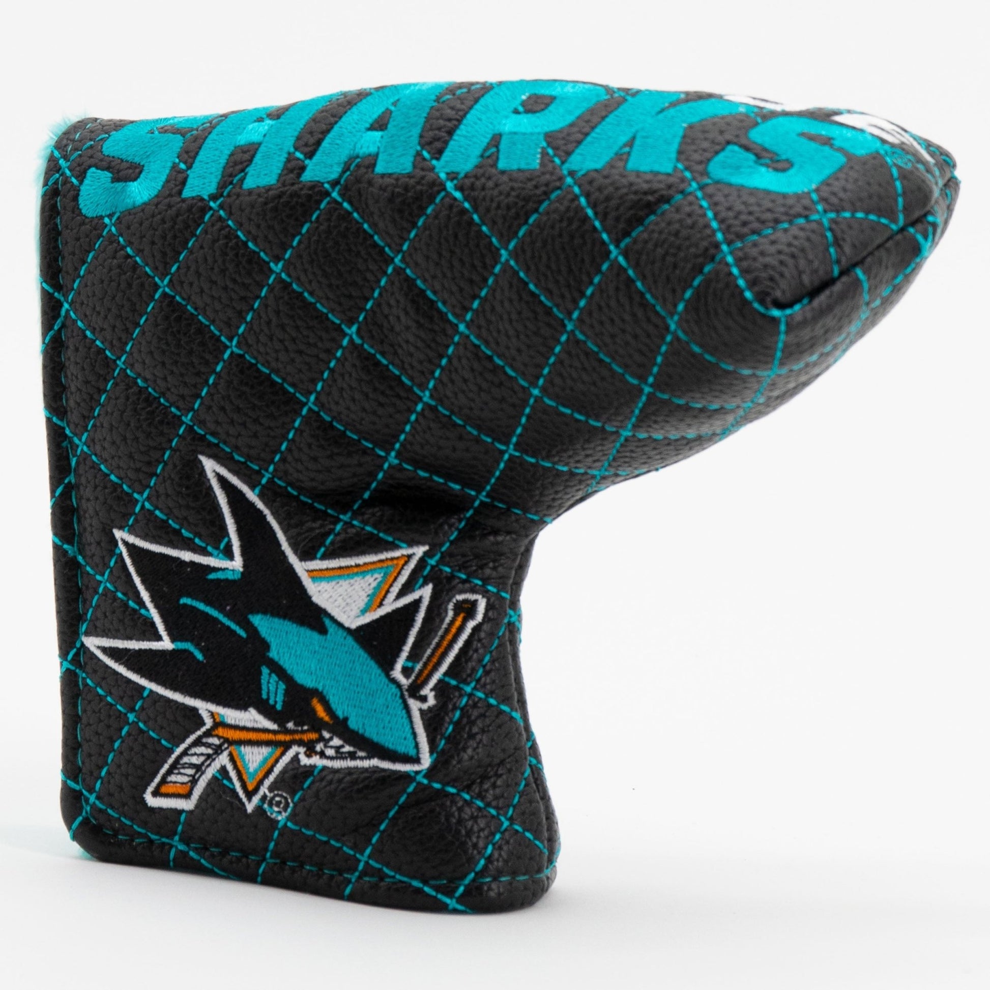 San Jose Sharks solid blade putter quilted golf headcover alternate view