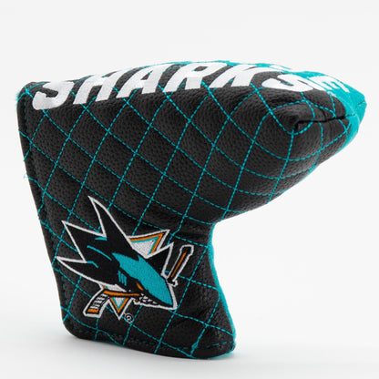 San Jose Sharks split blade putter quilted golf headcover alternate view
