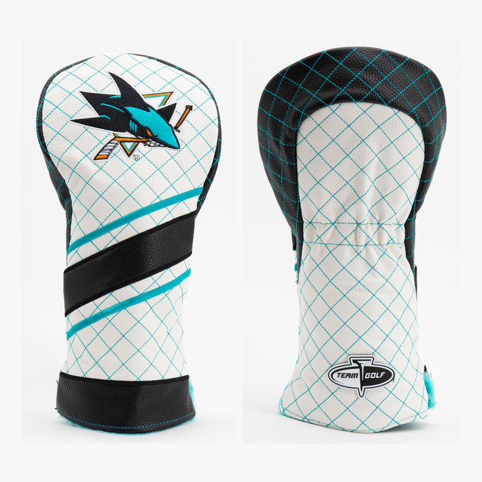 San Jose Sharks Striped Quilted Driver Headcover, front and back views