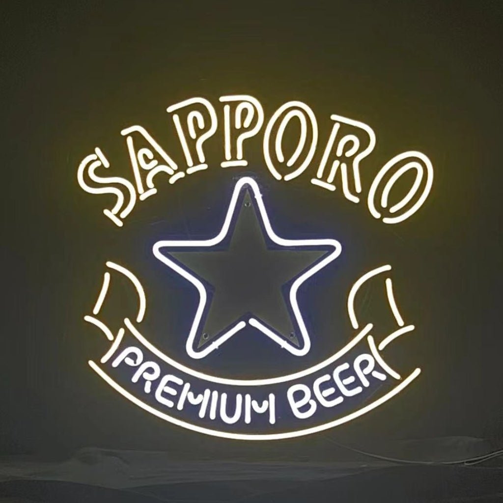 Sapporo Premium Beer with Star Neon Signs Light - 19 inches - Club Rehab