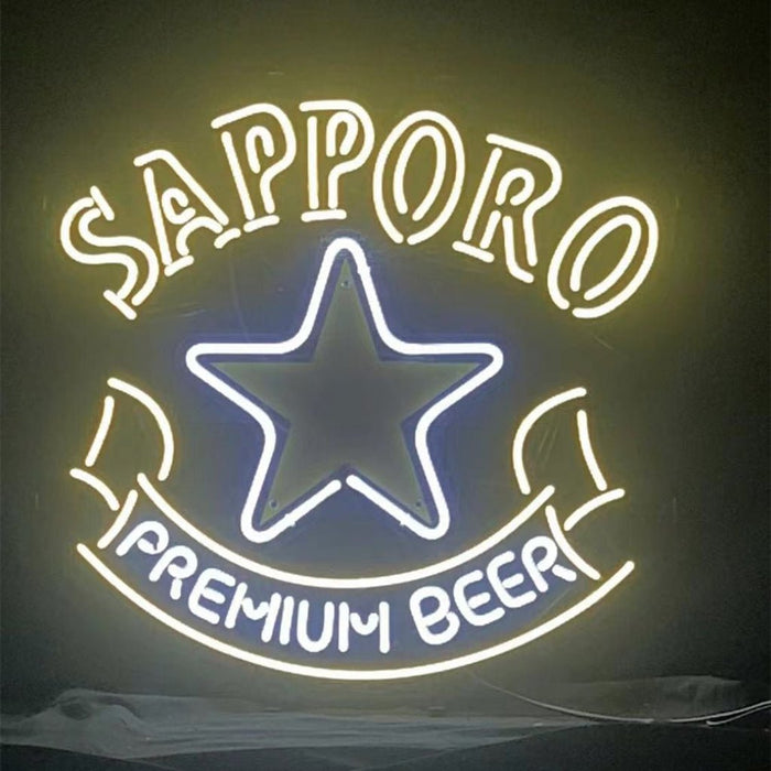 Sapporo Premium Beer with Star Neon Signs Light - 19 inches - Club Rehab