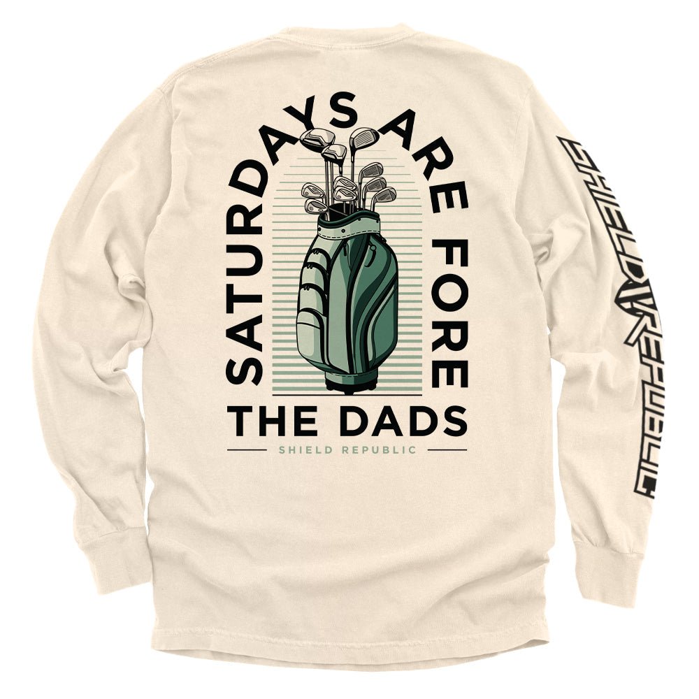 Saturdays Are For The Dads Golf Green - Comfort Colors Long Sleeve Ivory - Club Rehab