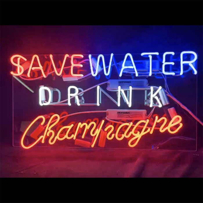 Save Water Drink Champagne Neon Signs - Club Rehab