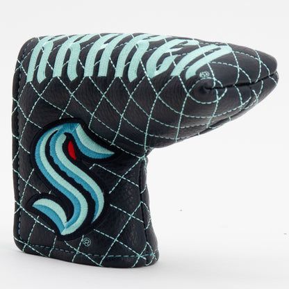 Seattle Kraken solid blade putter quilted golf headcover alternate view
