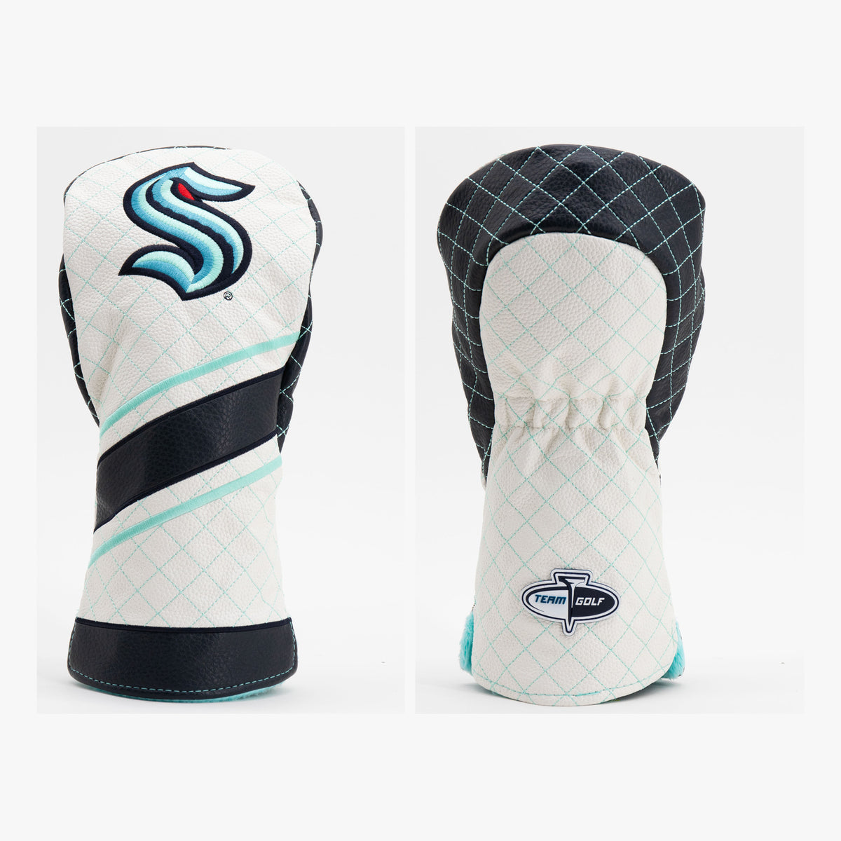 Seattle Kraken Striped Quilted Driver Headcover, front and back views