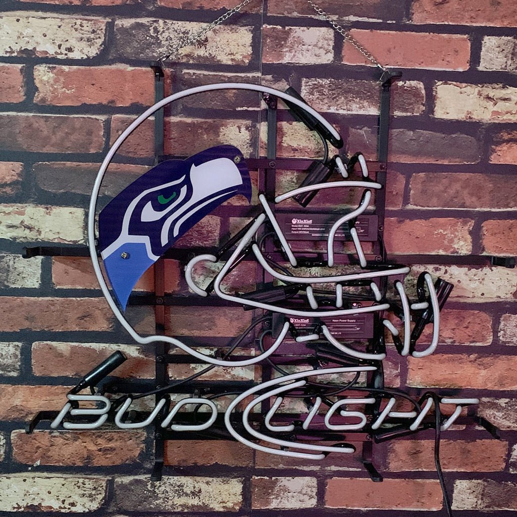 Seattle Seahawks Helmet Bud Light Neon Signs - Club Rehab