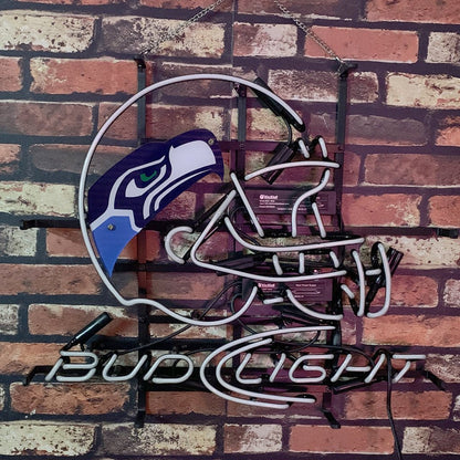 Seattle Seahawks Helmet Bud Light Neon Signs - Club Rehab