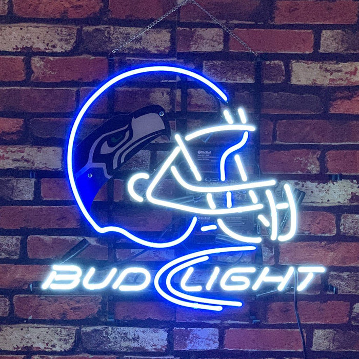 Seattle Seahawks Helmet Bud Light Neon Signs - Club Rehab