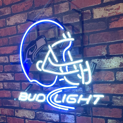 Seattle Seahawks Helmet Bud Light Neon Signs - Club Rehab