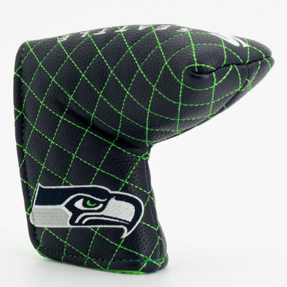 Seattle Seahawks Solid Blade Putter quilted headcover, angled view