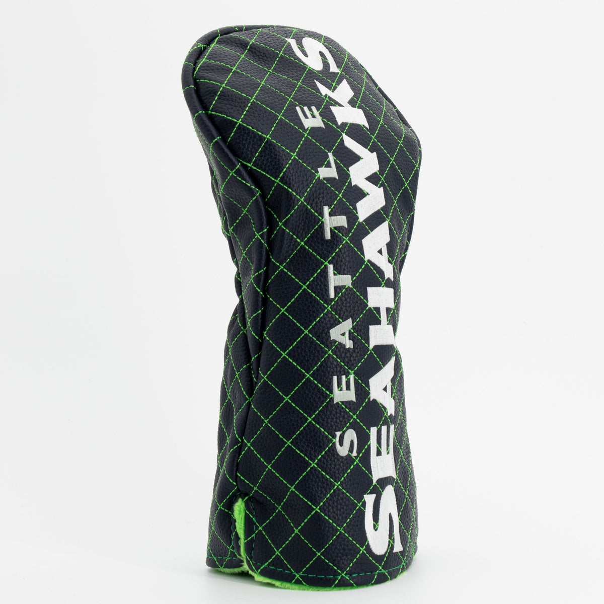 Seattle Seahawks solid quilted driver headcover, close-up of diamond stitching and exterior texture