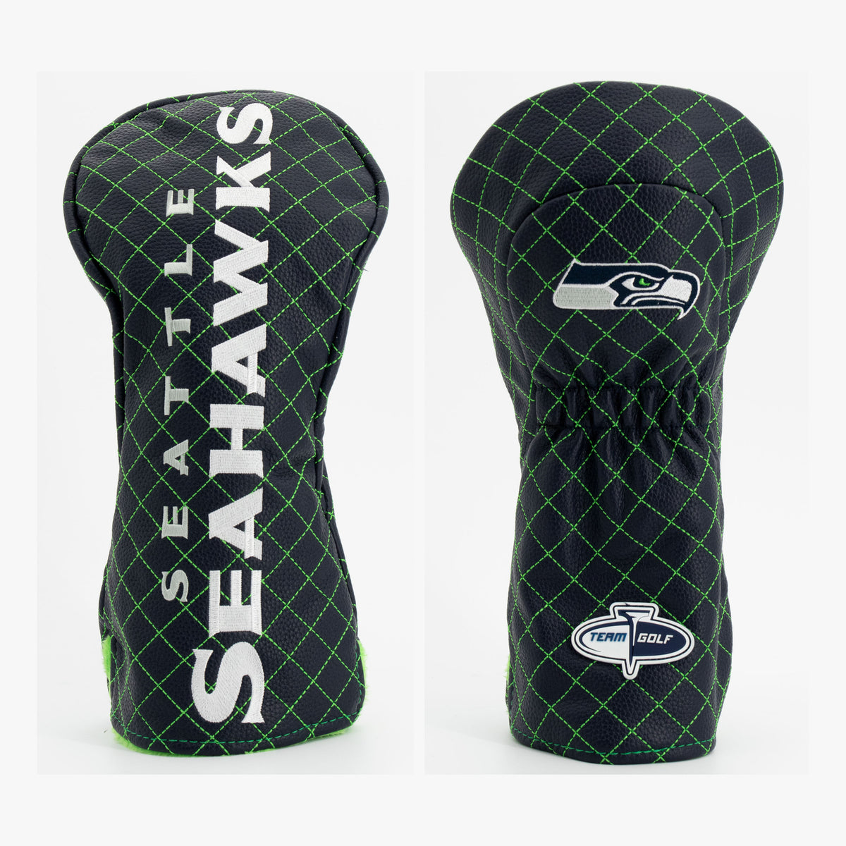 Seattle Seahawks Solid Quilted Driver Headcover, front and back views