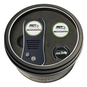 Seattle Seahawks Klapp-Pitchgabel + 2 Ballmarker im Geschenkdosen-Set
