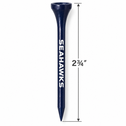 Seattle Seahawks golf tee with a 2¾-inch height measurement.