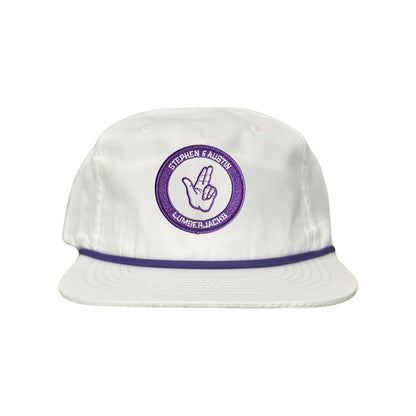 SFA / Axe'Em Hand / Curved Bill Mesh Snapback / 099 / SFA001 - Flat Bill White with Purple Rope Canvas - Club Rehab