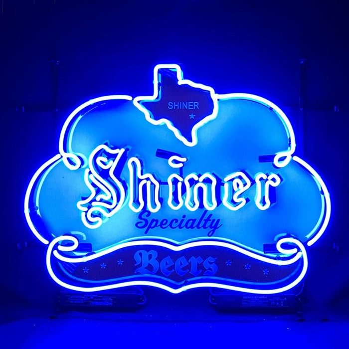 Shiner Specialty Beers with Texas Map Neon Sign Light - Club Rehab
