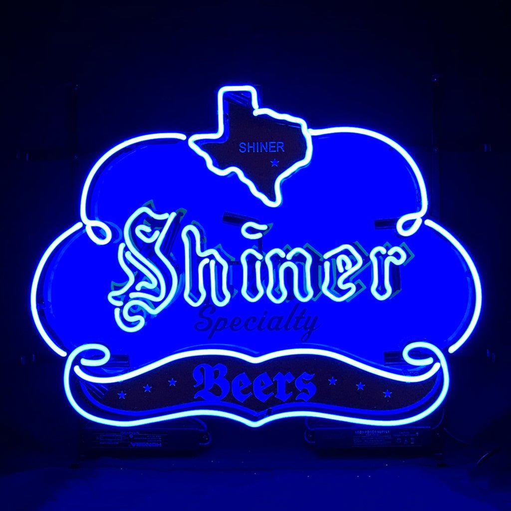 Shiner Specialty Beers with Texas Map Neon Sign Light - Club Rehab