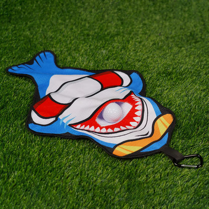 Sink or Swim Shark Golf Towel with Mouth Pouch, alternate product view 2