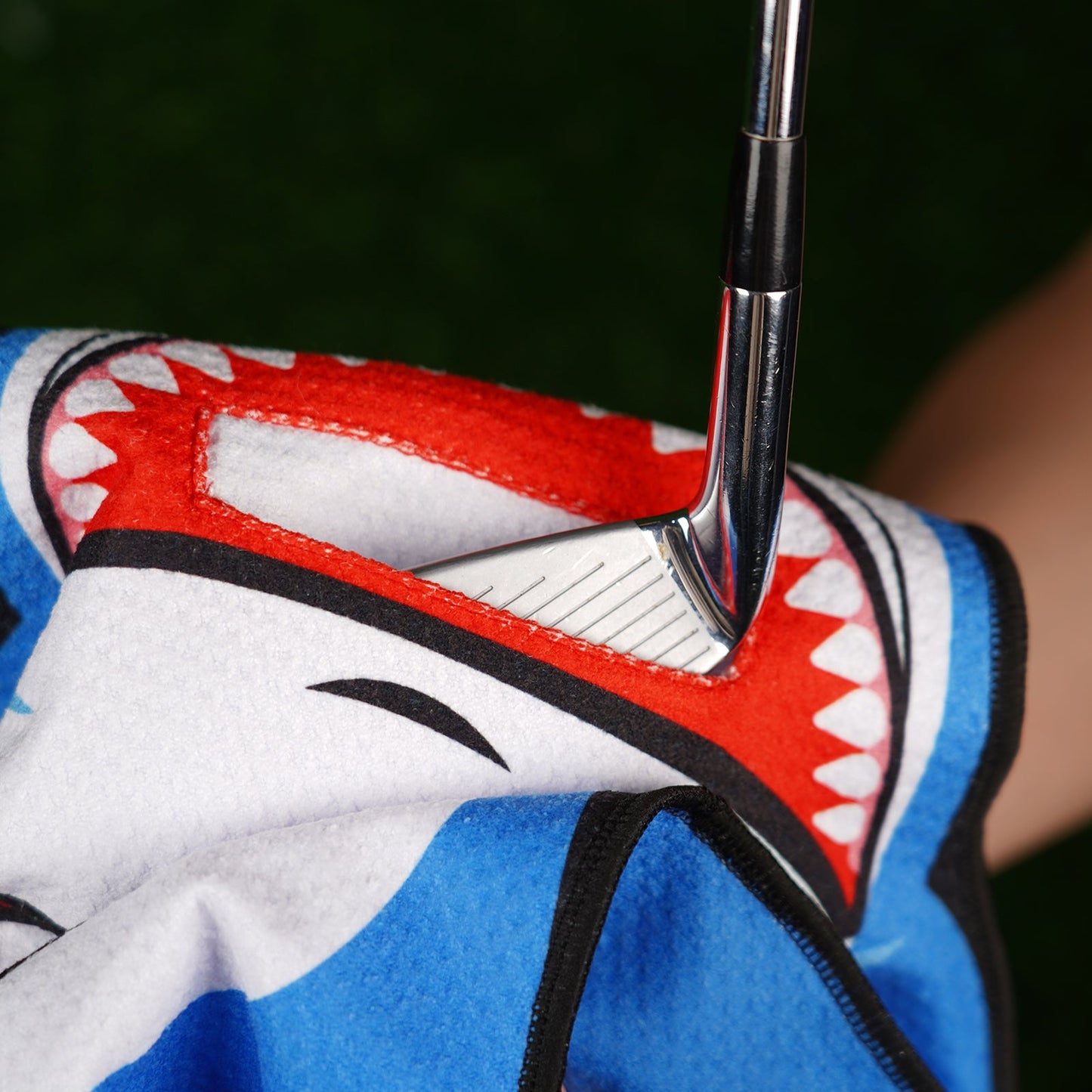 Sink or Swim Shark Golf Towel with Mouth Pouch - Club Rehab
