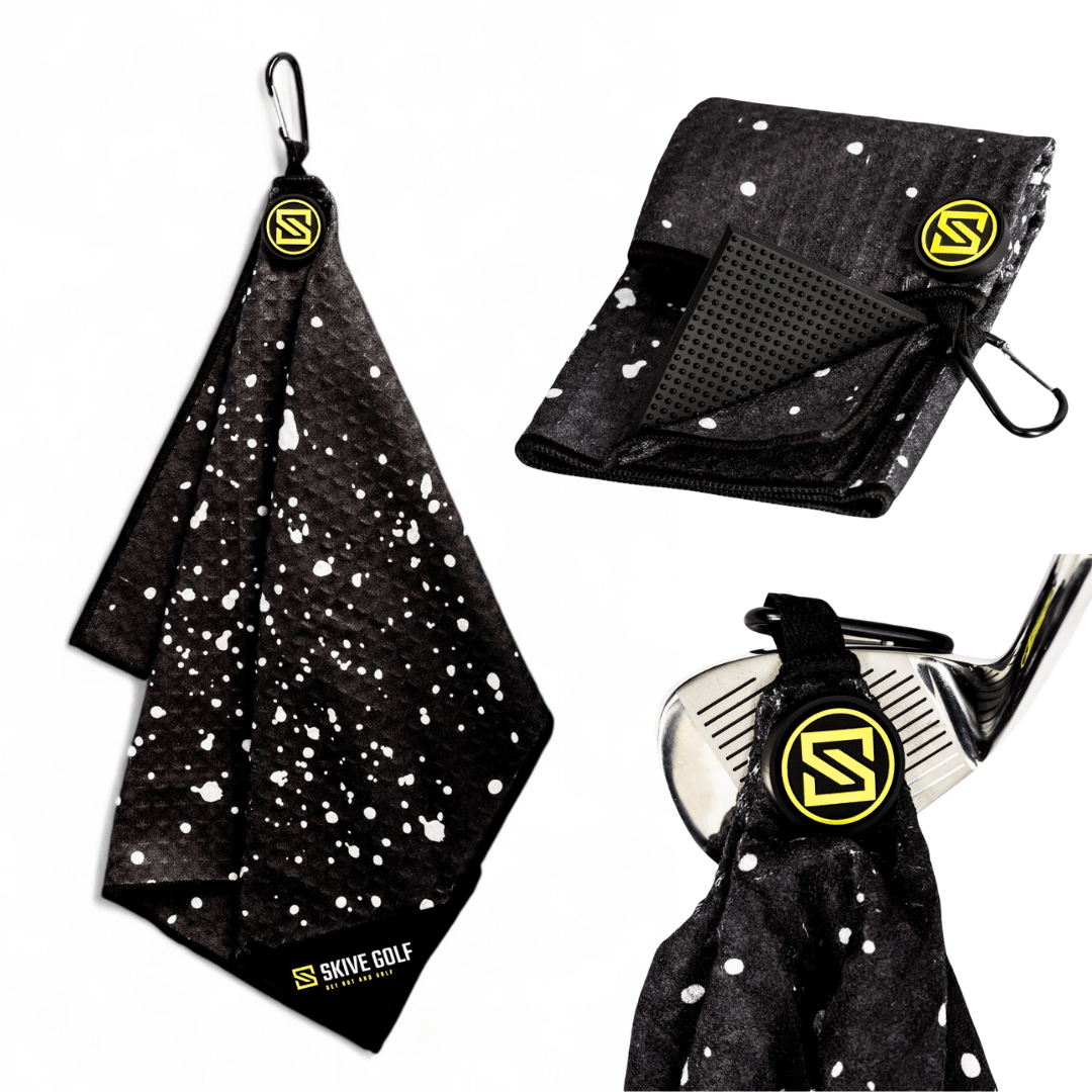 SKIVE Magnetic Golf Towel - Black w/ White Drip - Club Rehab