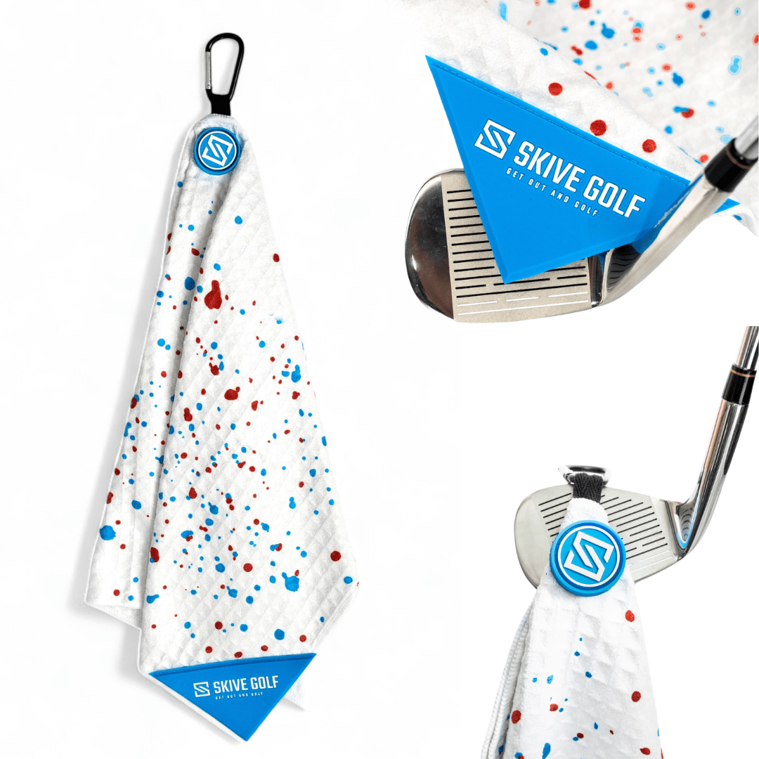SKIVE Magnetic Golf Towel - Black w/ White Drip - Club Rehab