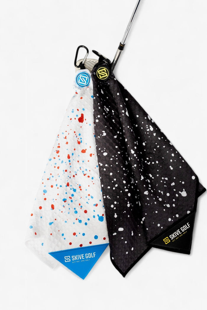 SKIVE Magnetic Golf Towel - Red + Blue Drip - Club Rehab