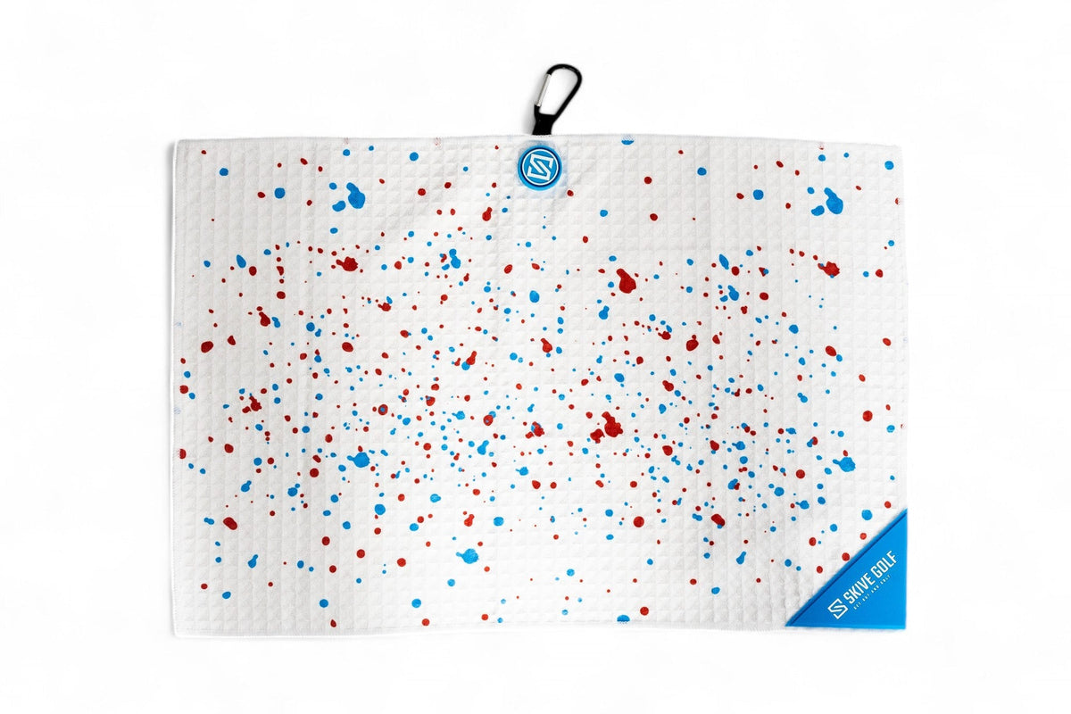 SKIVE Magnetic Golf Towel - Red + Blue Drip - Club Rehab