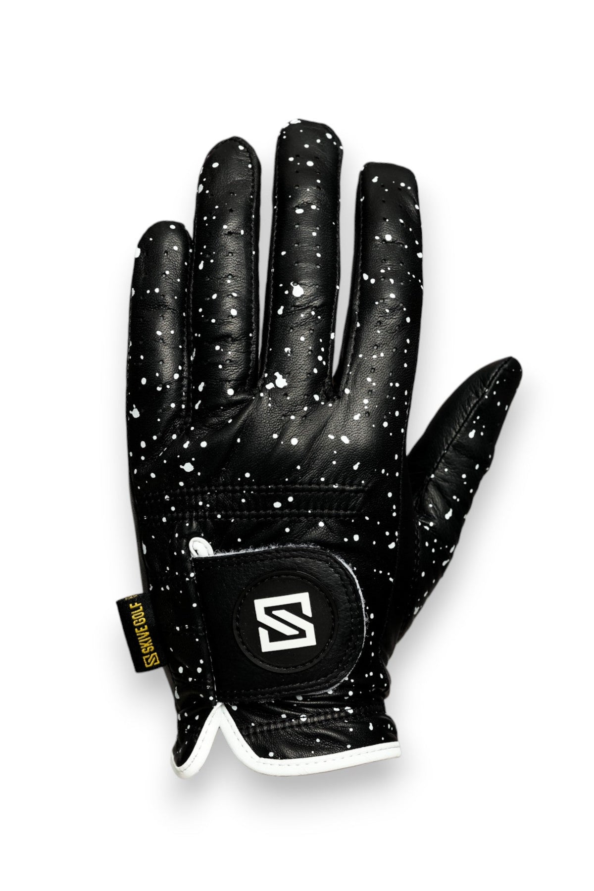 SKIVE Premium Golf Glove - Black w/ White Drip Left Hand - Club Rehab