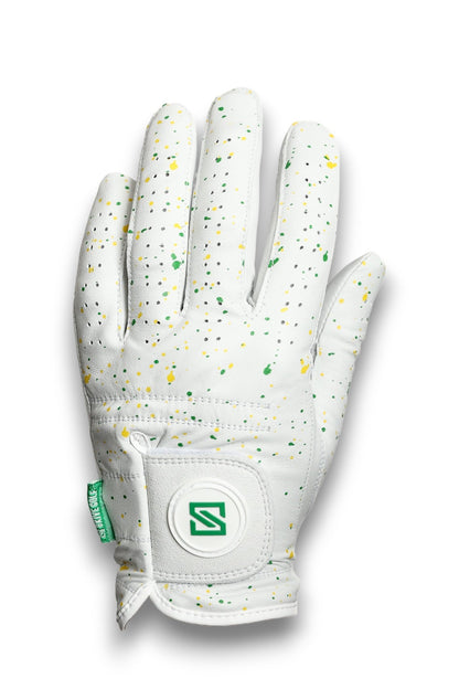 SKIVE Premium Golf Glove - Green + Yellow Drip Left Hand - Club Rehab