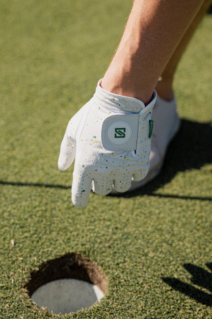 SKIVE Premium Golf Glove - Green + Yellow Drip Left Hand - Club Rehab