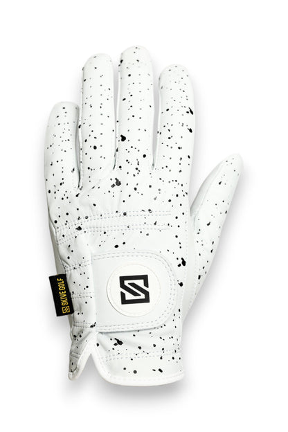 SKIVE Premium Golf Glove - White w/ Black Drip Left Hand - Club Rehab