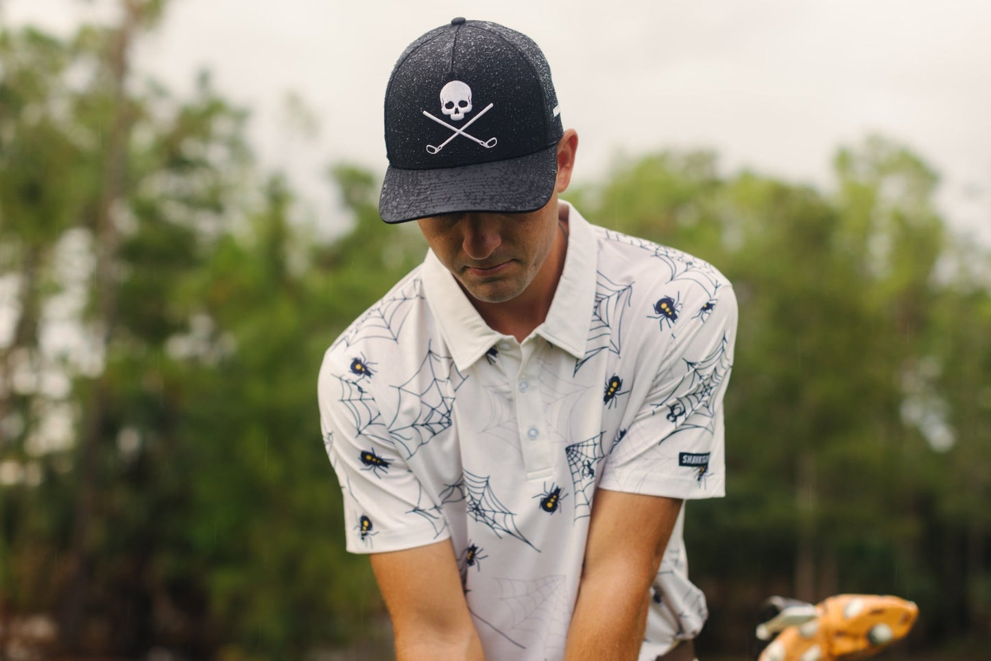 Skull And Crossbones Black Golf Hat - Club Rehab