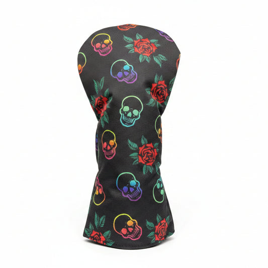 Skulls & Roses Canvas Headcover - Rainbow Driver - Club Rehab
