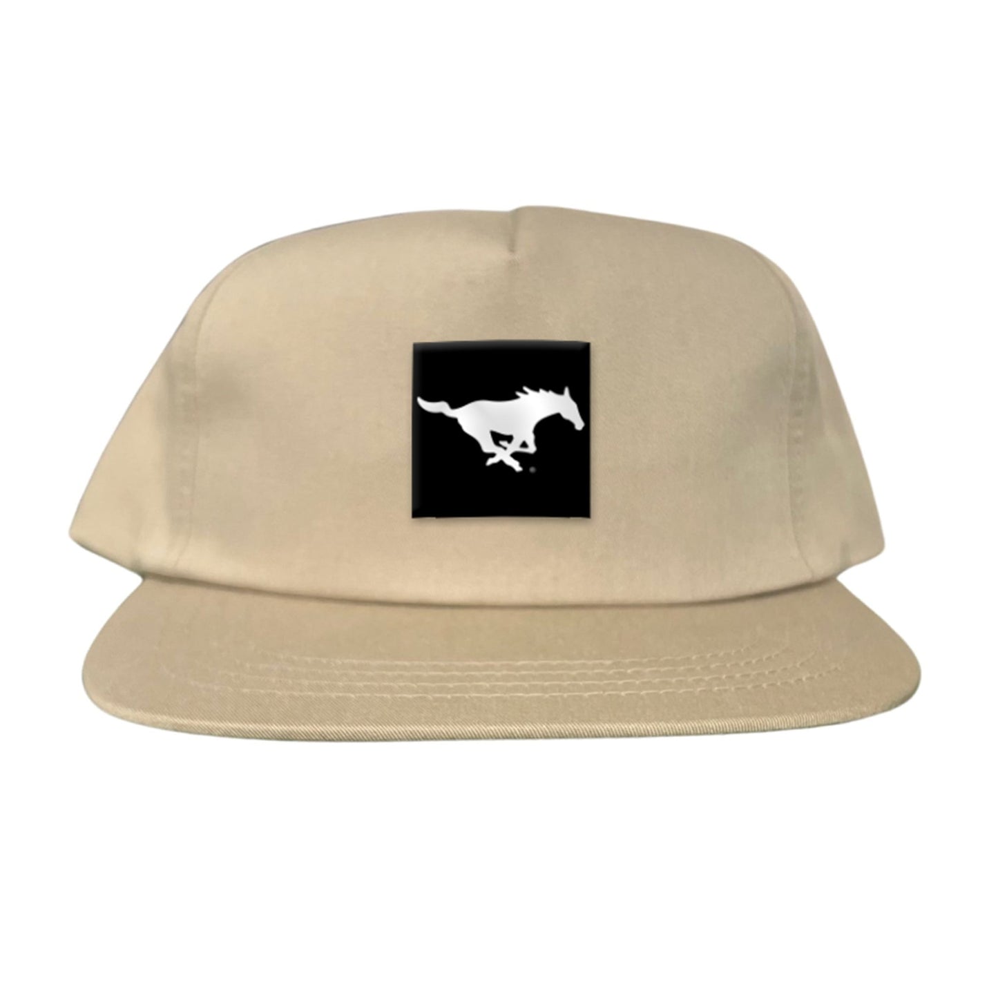 SMU Black Label Pony Logo Hats/ 194 / SMU017 / MM - Flat Bill Khaki 5 Panel Canvas - Club Rehab