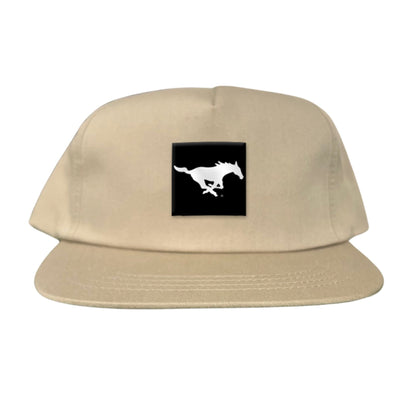 SMU Black Label Pony Logo Hats/ 194 / SMU017 / MM - Flat Bill Khaki 5 Panel Canvas - Club Rehab