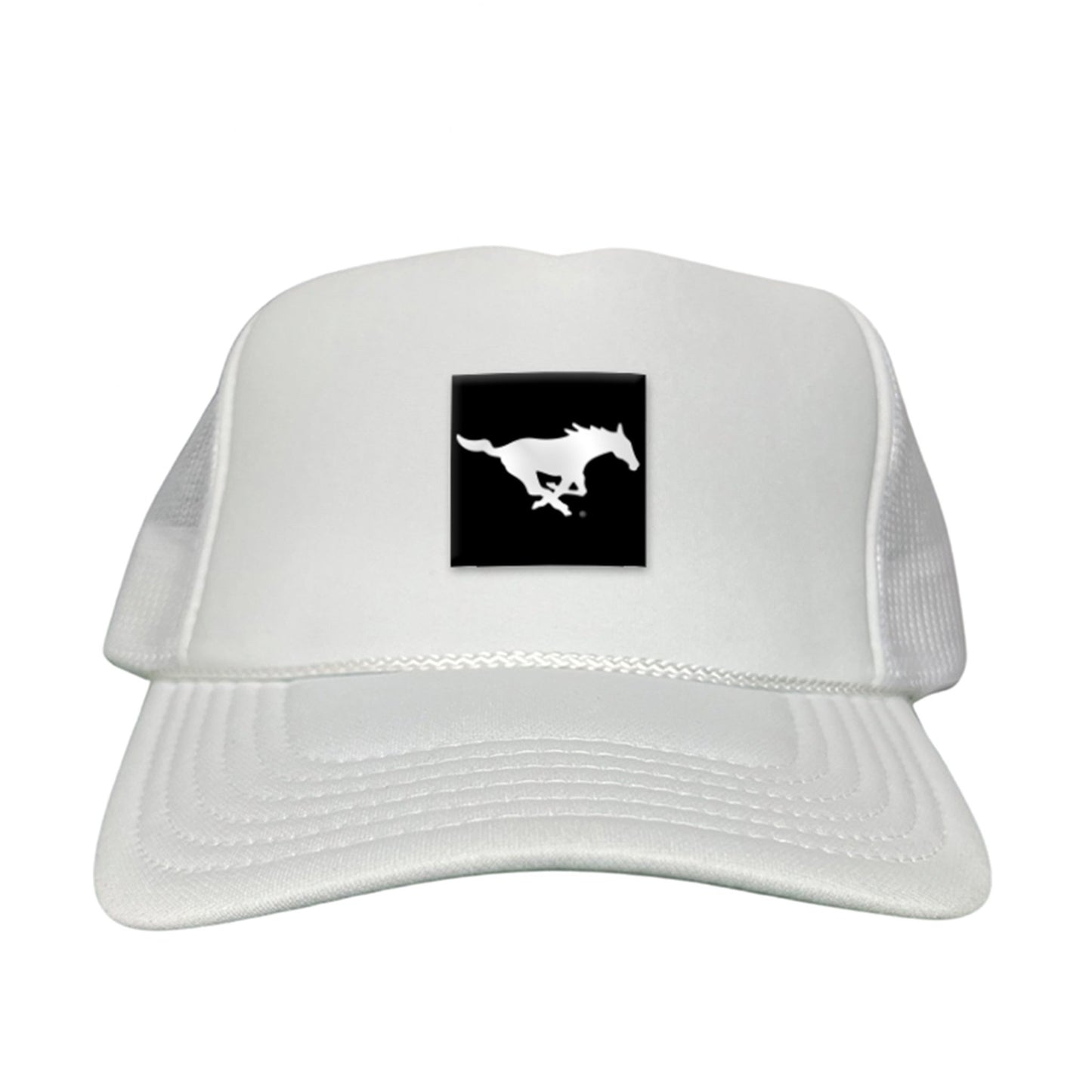 SMU Black Label Pony Logo Hats/ 194 / SMU017 / MM - White Foam Curved Mesh - Club Rehab