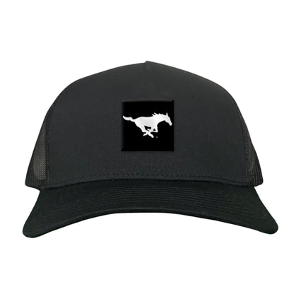SMU Black Label Pony Logo Hats/ 194 / SMU017 / MM - Black Curved Bill Mesh Snapback - Club Rehab