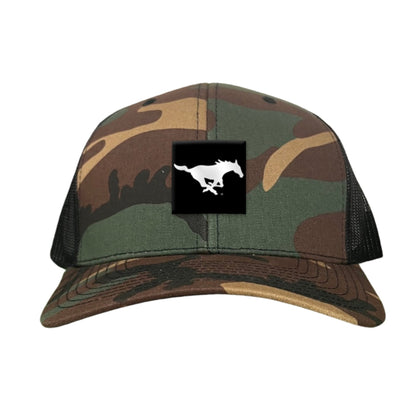 SMU Black Label Pony Logo Hats/ 194 / SMU017 / MM - Camo Curved Bill Mesh Snapback - Club Rehab