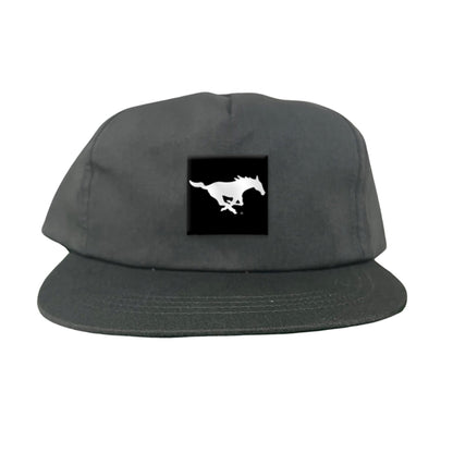 SMU Black Label Pony Logo Hats/ 194 / SMU017 / MM - Flat Bill Charcoal 5 Panel Canvas - Club Rehab
