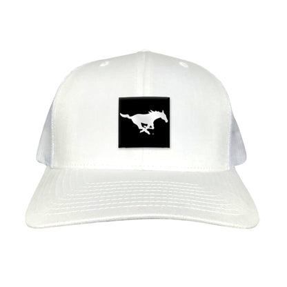 SMU Black Label Pony Logo Hats/ 194 / SMU017 / MM - White Curved Bill Mesh Snapback - Club Rehab