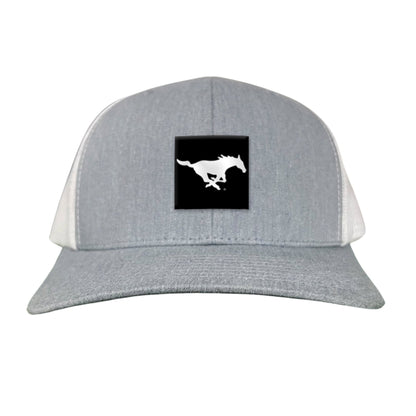 SMU Black Label Pony Logo Hats/ 194 / SMU017 / MM - Heather Grey / White Curved Bill Mesh Snapback - Club Rehab