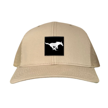 SMU Black Label Pony Logo Hats/ 194 / SMU017 / MM - Khaki Curved Bill Mesh Snapback - Club Rehab