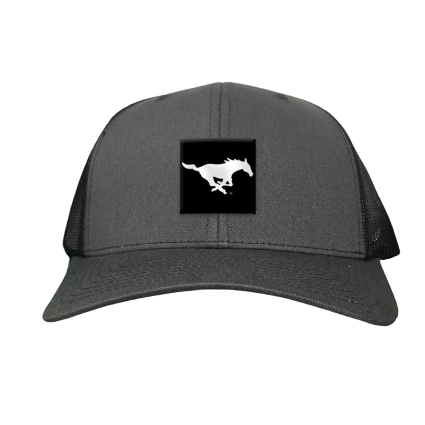 SMU Black Label Pony Logo Hats/ 194 / SMU017 / MM - Charcoal Curved Bill Mesh Snapback - Club Rehab